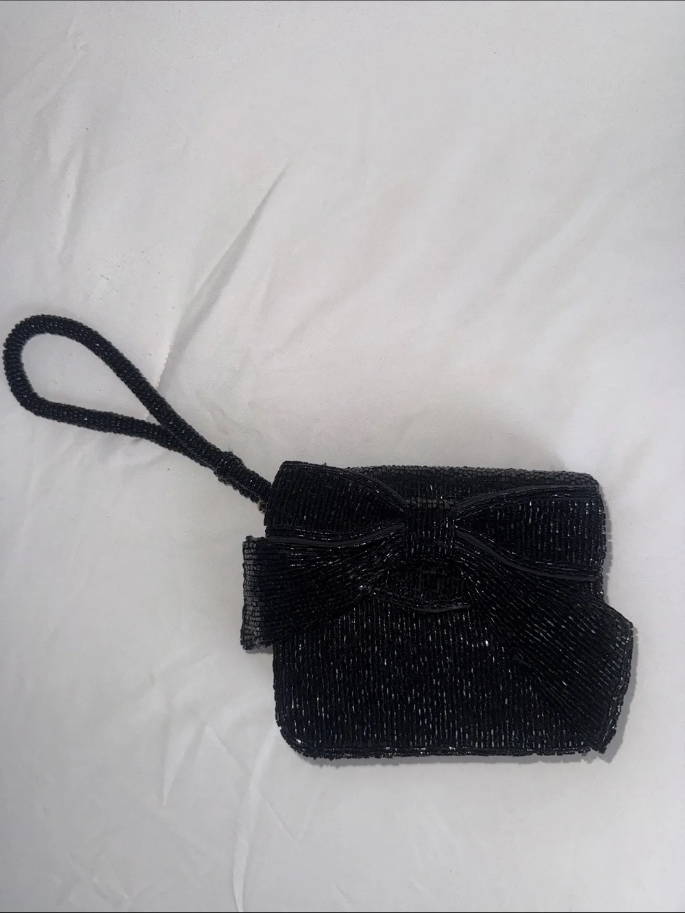 NWOT Anthropologie Black Beaded Bow Clutch - Women Bags
